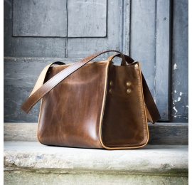 Leather handmade purse made by Ladybuq, chic bag in brown colour made by polish designers
