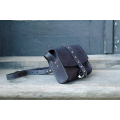 Graphite small crossbody purse made out of natural polish leather designed and made by Ladybuq Art