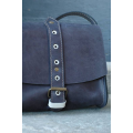 Graphite small crossbody purse made out of natural polish leather designed and made by Ladybuq Art