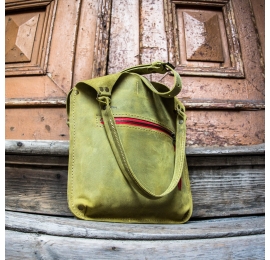 Leather bag Small Ladybuq Lime color made by Ladybuq Art Studio