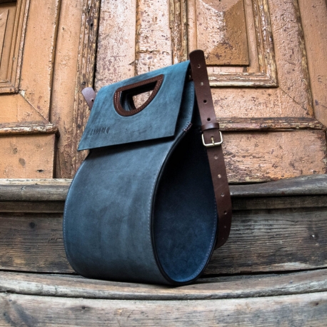 bag in unique shape with long, detachable strap, formal bag to work or for everyday use