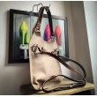 Handmade leather bag Small Ladybuq in Dark Beige colour with longer crossbody/backpack strap