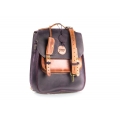 roomy backpack with shoulder and handbag function made out of genuine leather in plum and ginger color