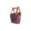 Original leather bag in Claret color with colorful accents, purse handmade by Ladybuq