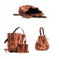 Maja-Tasche in Cognac-Farbe mit zusätzlicher Clutch, Schultergurt, abnehmbarem Futter und Handtaschenriemen