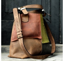 Natural leather, 4 colour handbag with long strap Alicja ladybuq