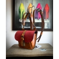 Backpack and crossbody purse 2 in 1, Molly purse in Camel and Raspberry colors