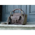 Handmade bag vintage style with pocket clutch and a strap khaki and brown