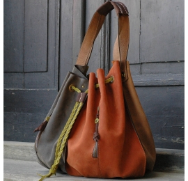 Marlena handy shopper bag handmade natural leather tote bag made by Ladybuq Art Studio
