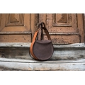 unique shape leather bag made by hand by ladybuq art