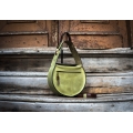 bag in lime color made by ladybuq, handy handcrafted leather purse