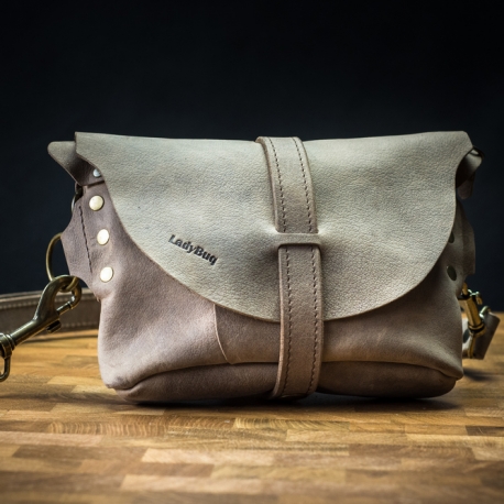 Crossbody purse/leather fanny pack in Beige color