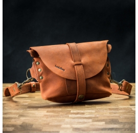 Leather handmade fanny pack/shoulder bag in Orange color