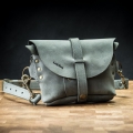 Handmade leather fanny pack/shoulder bag in Grey color