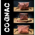 Leather fanny pack and crossbody purse in one Cognac color