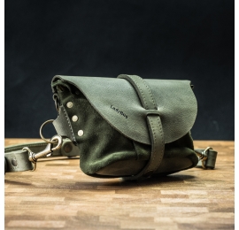 Crossbody bag/leather fanny pack made by Ladybuq in Khaki color