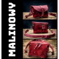 Leather fanny pack and shoulder bag in one Raspberry color