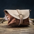 Small leather fanny pack and shoulder bag in one Light Brown color with Brown suede
