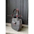 Lusi grey bag handmade natural leather bag made by ladybuq art studio