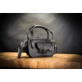 Women leather bag Kuferek in Black color with detachable lining made by Ladybuq