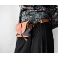 Skórzana nerka/torebka na ramię od Ladybuq w kolorze Rudym z Szarym welurem