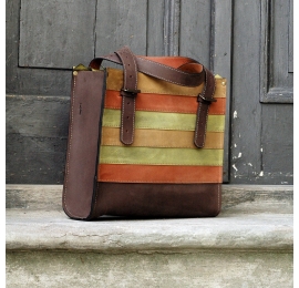 Squer ręcznie robiona torba w kolorowe paski unikalny design torba na ramię od polskich projektantów Ladybuq Art