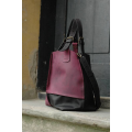 Natural leather handmade bag Alicja in two colors black and purple.