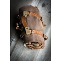 Original oldschool leather backpack in Brown color with comortable pocket on the back and long strap