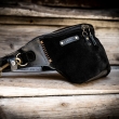 Original Wildleder Gürteltasche in schwarzer Farbe, handgefertigt von Ladybuq 