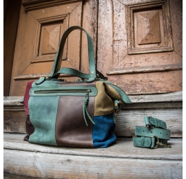 Multifunctional summer bag made out of natural leather in beautiful colors, handmade by ladybuq