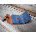 Multifunkctional wallet in ginger color made of natural leather