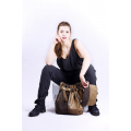 Jenny kolor beż/ciemny brąz unikalna torba z naturalnej skóry wysokiej jakości torebka od Ladybuq Art Studio