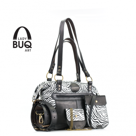  torba zebra w trzech rozmiarach, oryginalna skórzana damska torebka od ladybuq