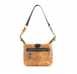 Leather woman camel bag made by Ladybuq, full grain leather handmade bag in size S