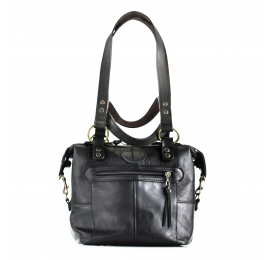 Original Black color leather woman handbag made by Ladybuq