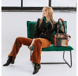 Original multicolors leather woman handbag made by Ladybuq