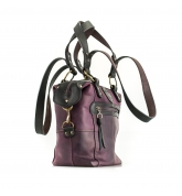 Original Plum color leather woman handbag made by Ladybuq
