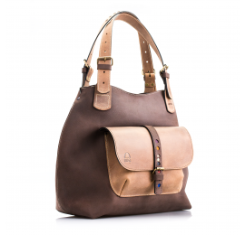 Leather bag Alicja in Dark and Light Brown coloursthree sizes bag for every occasion made by Ladybuq Art