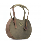 Khaki amd brown leather bag Basia, handmade woman personalized purse