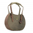 Khaki and brown leather bag Basia, handmade woman personalized purse