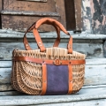 Unique wicker basket with additional leather items by Ladybuq Art