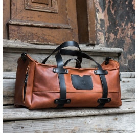 Skórzana torba podrózna z kolorze rudym wykonana ręcznie od Ladybuq Art