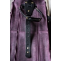 Leather weekendr bag in plum color handmade in classic style by ladybuq Art