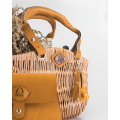 Unique wicker basket with additional camel leather items by Ladybuq Art