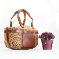 Unique wicker basket with additional leather items by Ladybuq Art