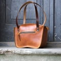 Bag made out of polish beautiful leather in camel colour with beautiful straps made by Ladybuq