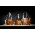 Bag made out of polish beautiful leather in camel colour with beautiful straps made by Ladybuq