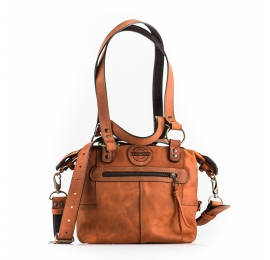 Original orange color leather woman handbag made by Ladybuq