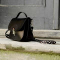 Small bag that will fit all necessities bag made entirely out of natural leather in black colour