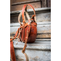 Missy small, soft leather purse in cognac color by Ladybuq Art